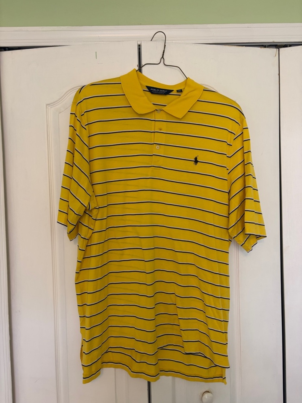 Ralph Lauren Yellow Polo with Navy Thin Stripes
